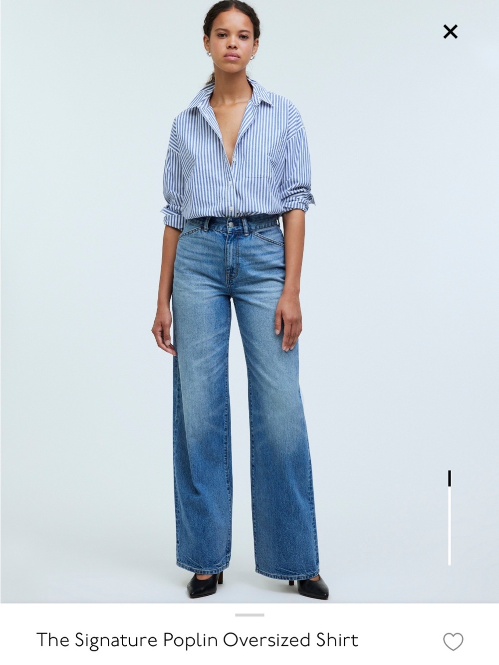 Madewell Signature Poplin Oversized Button-Up Shirt in Blue and White Stripe - Picture 4 of 6